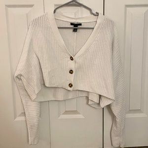 Forever 21 - Cropped Button Up Cardigan - White - Size S